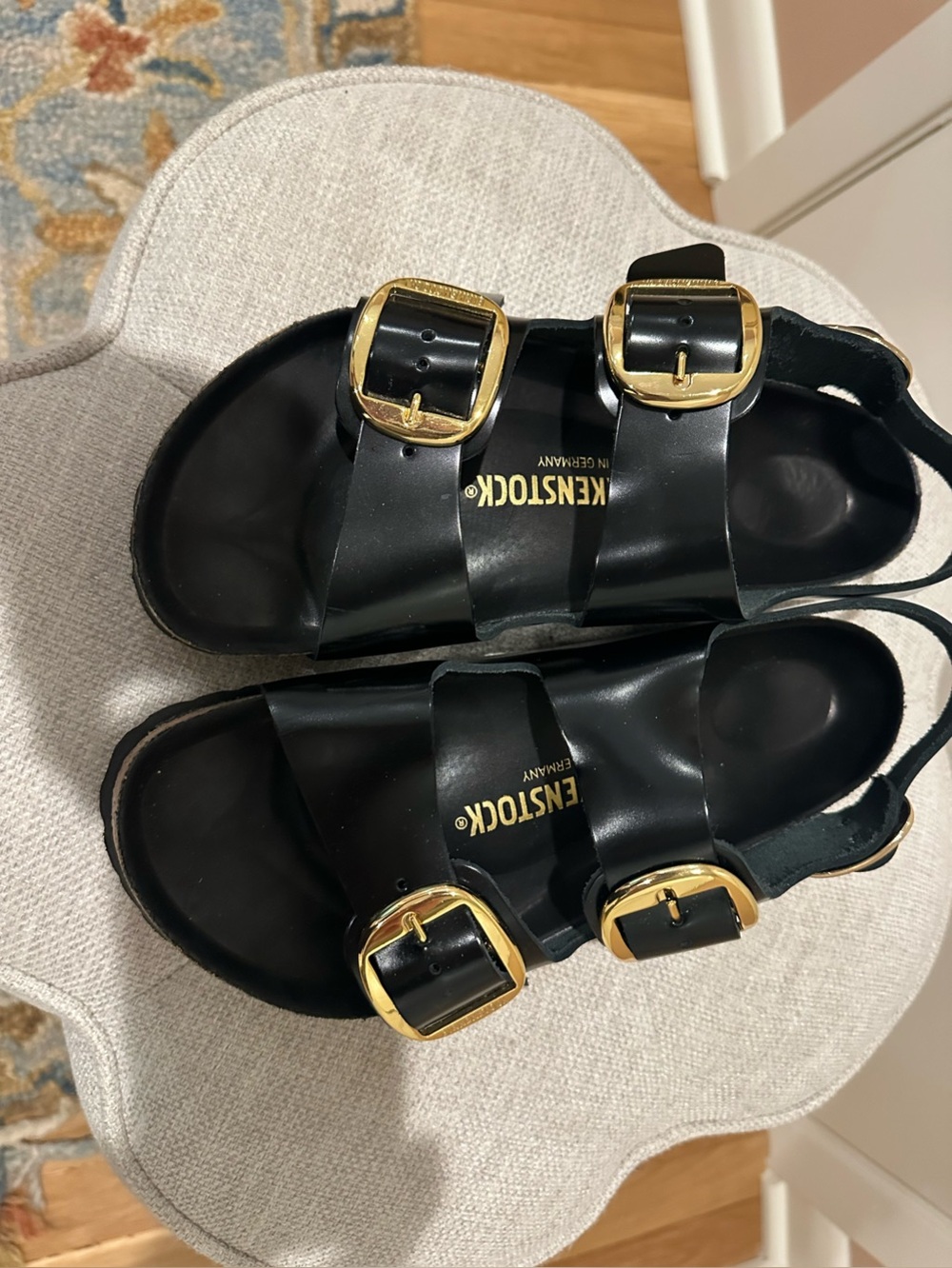 NWT Birkenstock size 39 Milano Big Buckle high shine black sandals - Picture 11 of 13